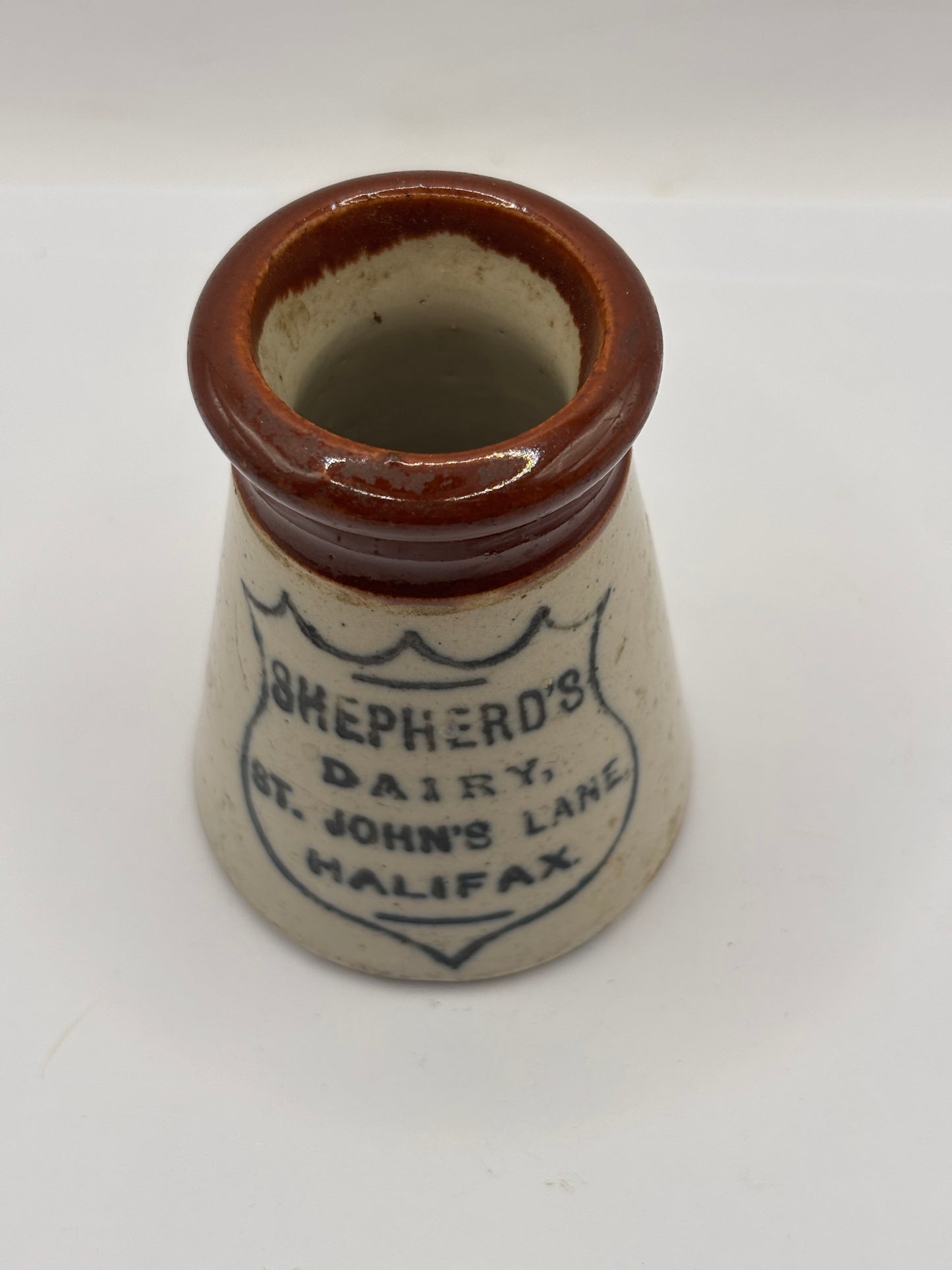 Old advertising cream pot, Sheperds dairy Hailfax