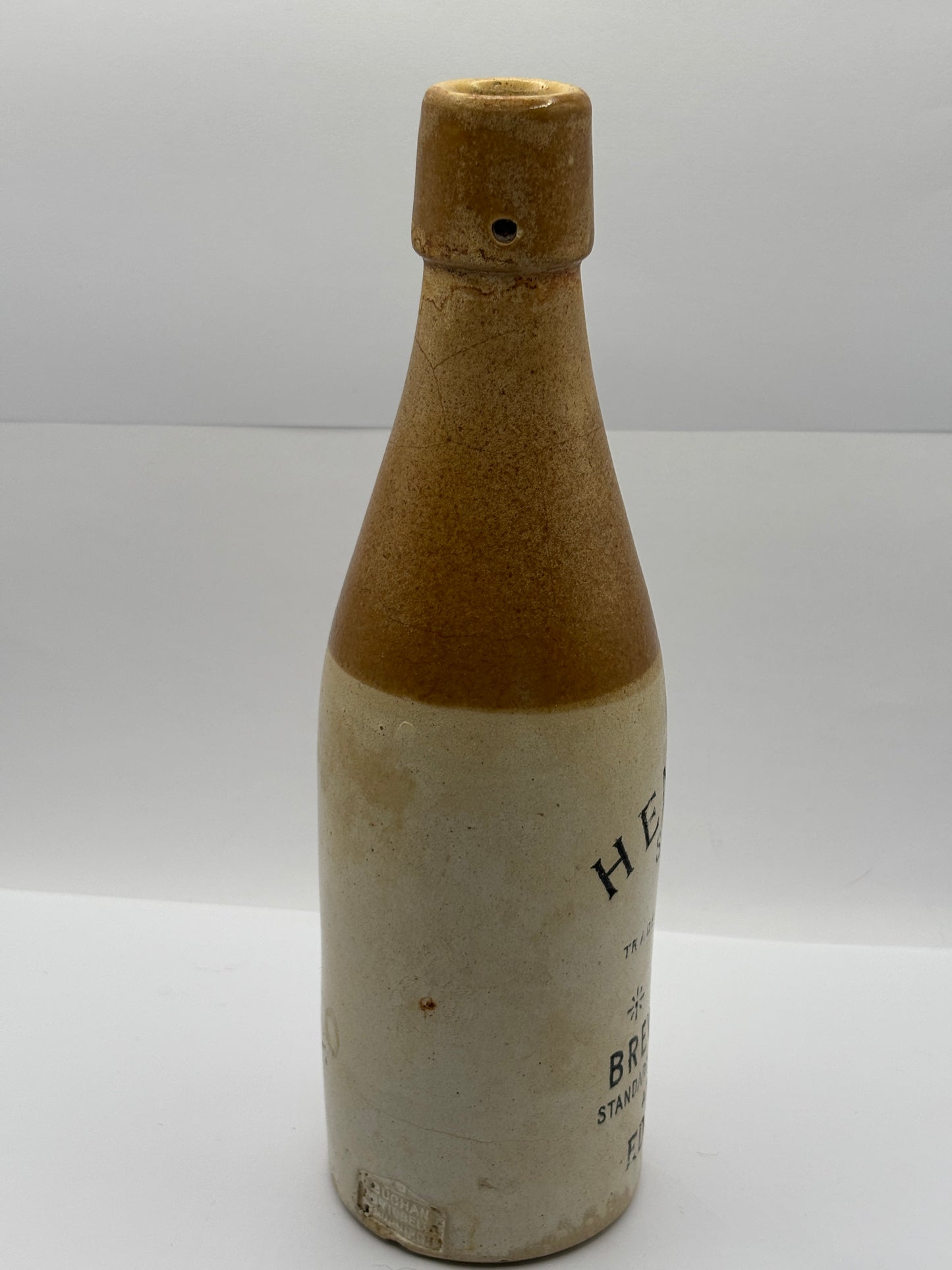 Old stoneware ginger beer bottle, Hendry’s standard home brewed ginger. Edinburgh