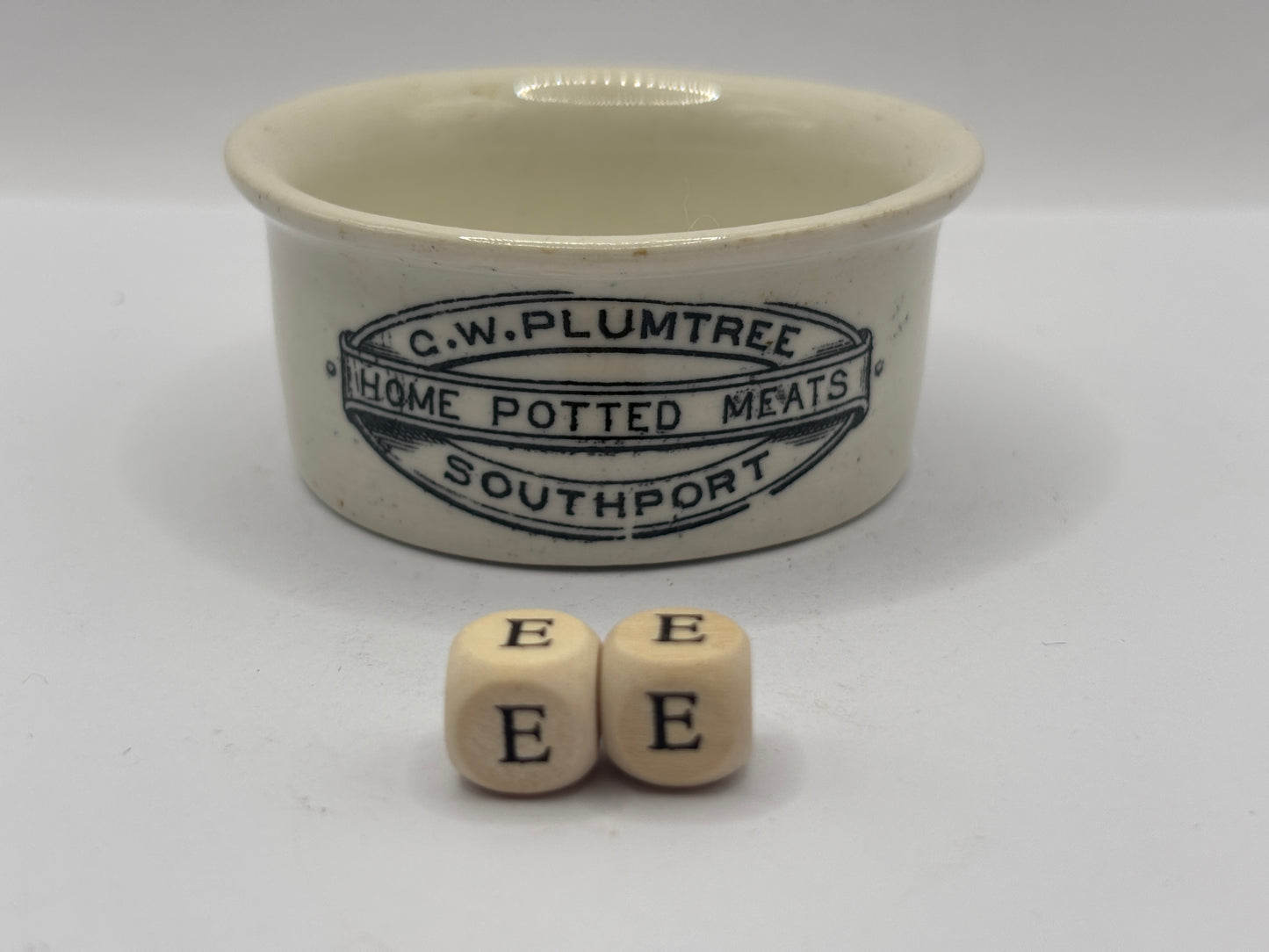 Old mini Plumtree advertising meat paste pot, potted meats (ee)