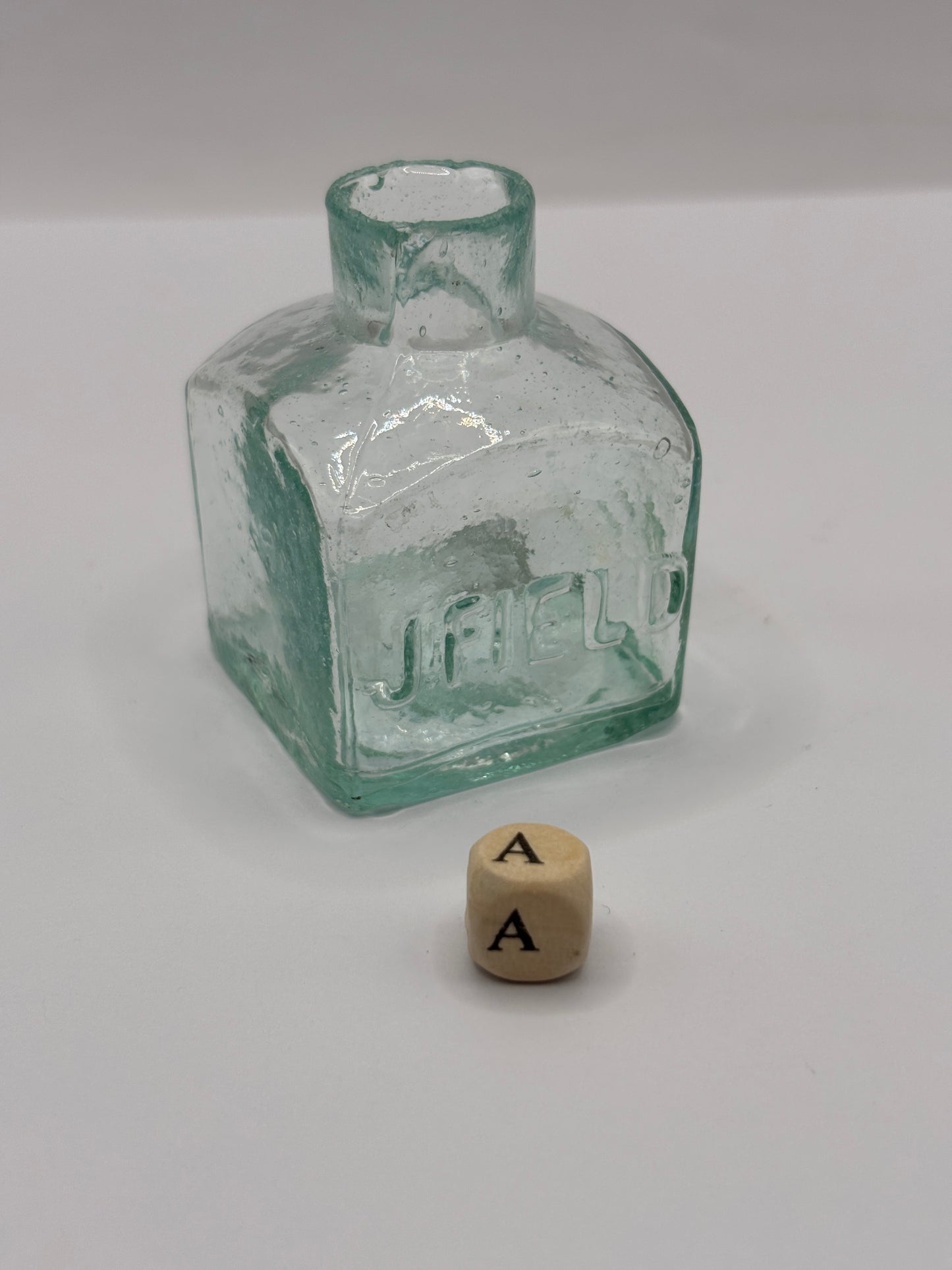 old advertising glass ink,inkwells, ink bottle, penny ink. J.Field (a)