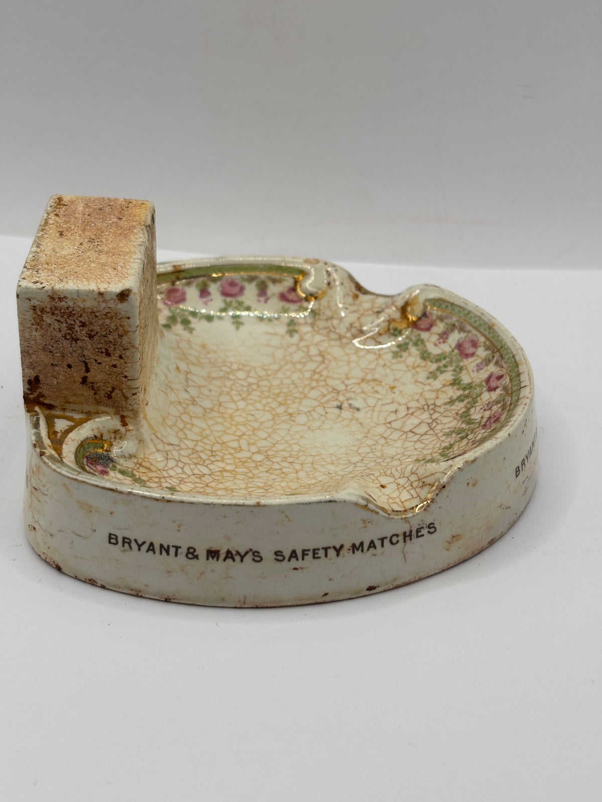 Old advertising stoneware match striker. Bryant & Mays safety matches