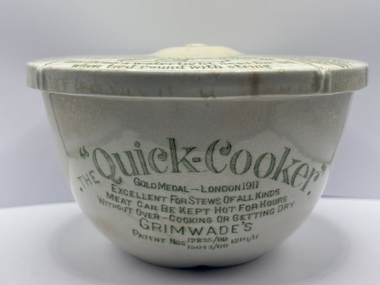 Old Grimwades advertising quick cooker. Stained & crazed