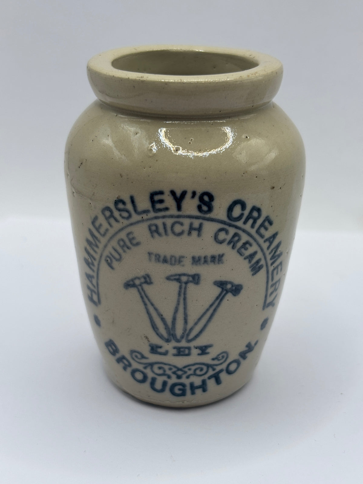Old advertising cream pot, Hammersleys creamery