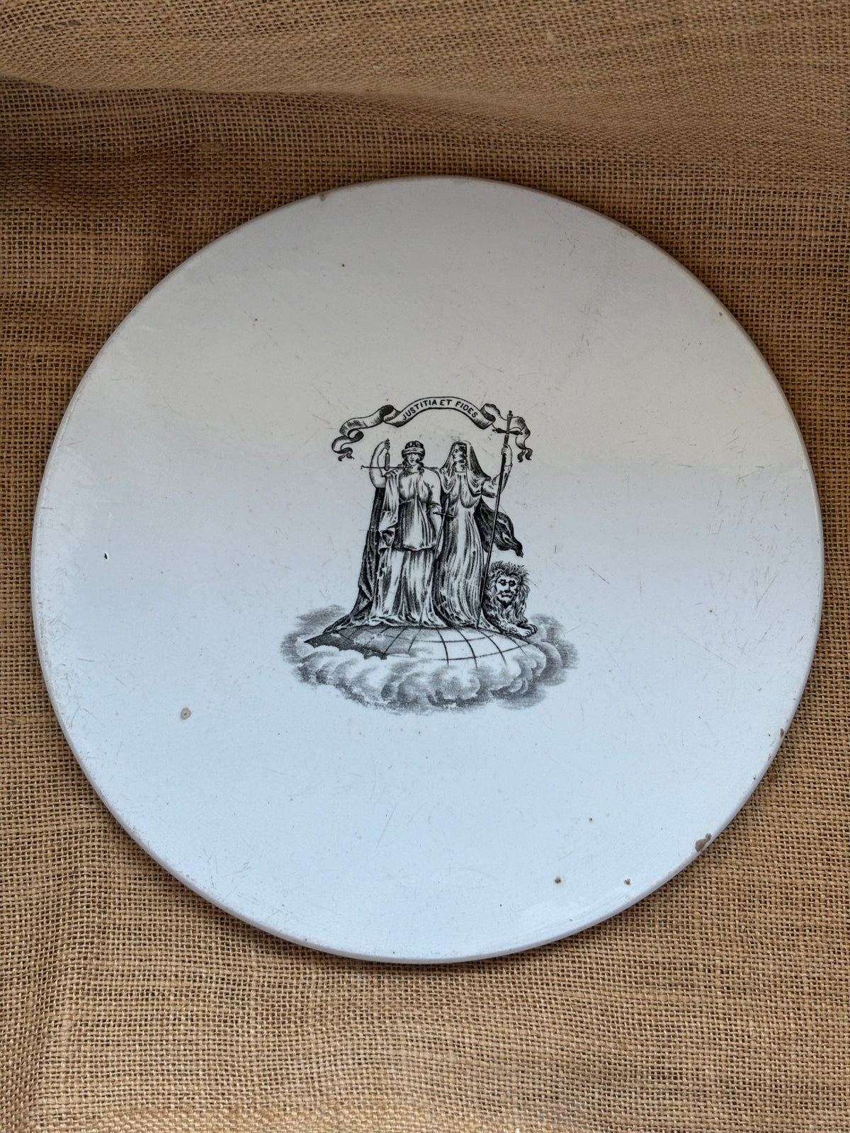 Old ironstone advertising scale plate
