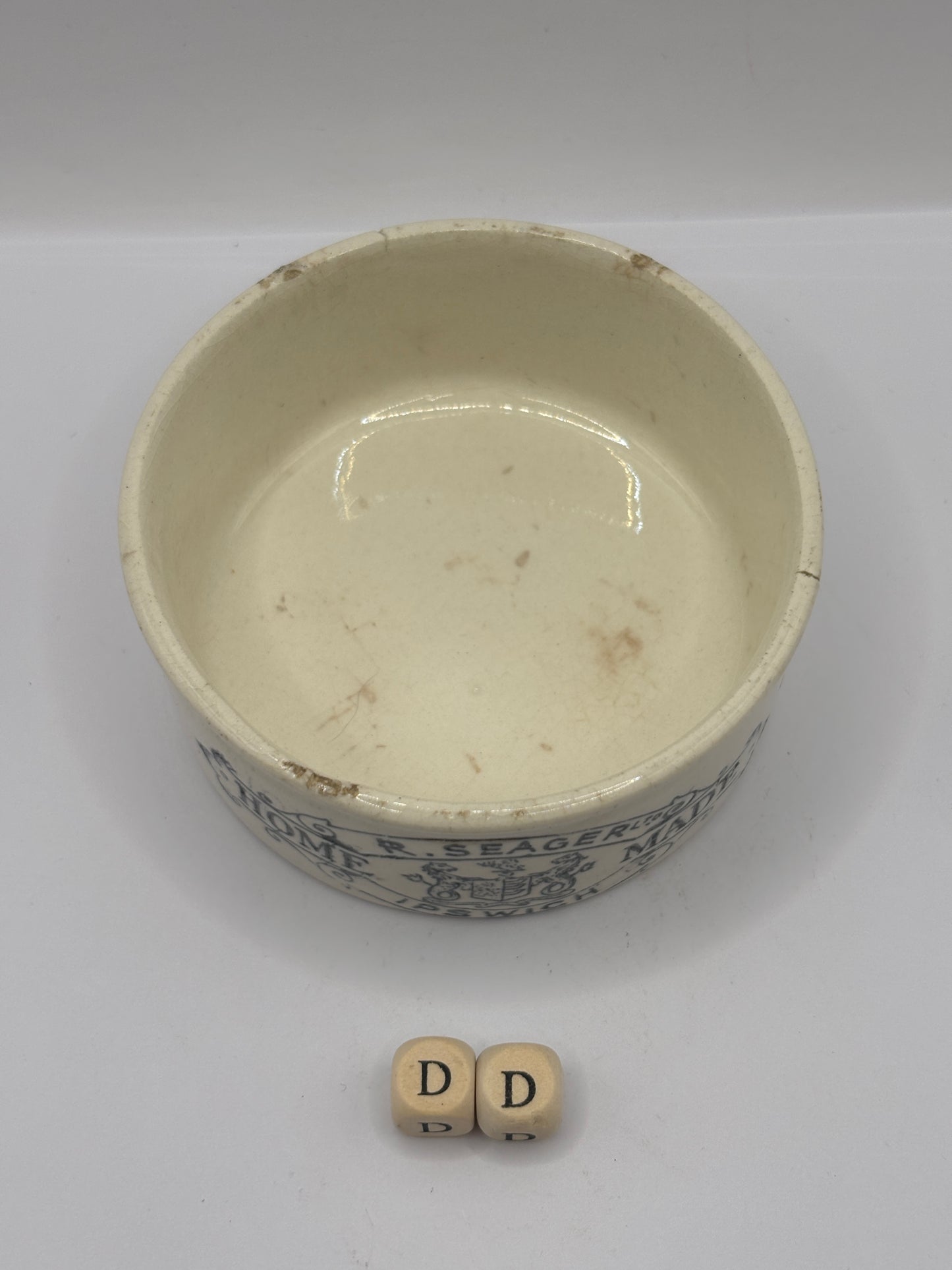 Old seager advertising meat paste pot. Home made meat paste (DD)