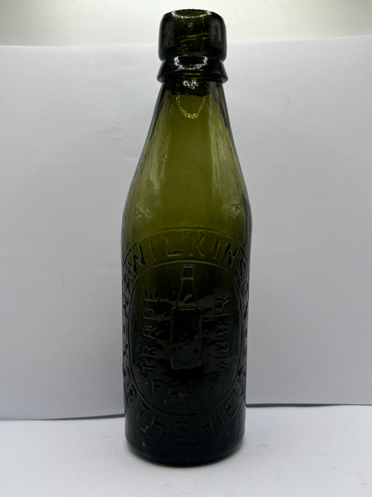 Old green glass North Sheilds beer bottle