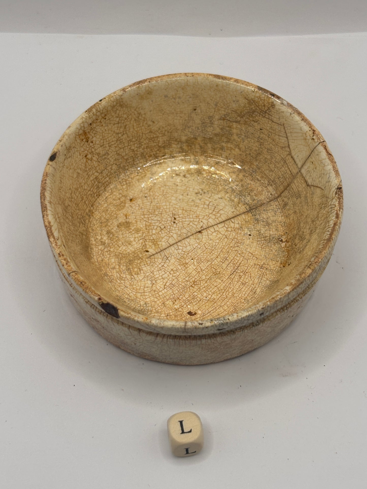 Old plain stoneware meat paste pot, potted meat (L)
