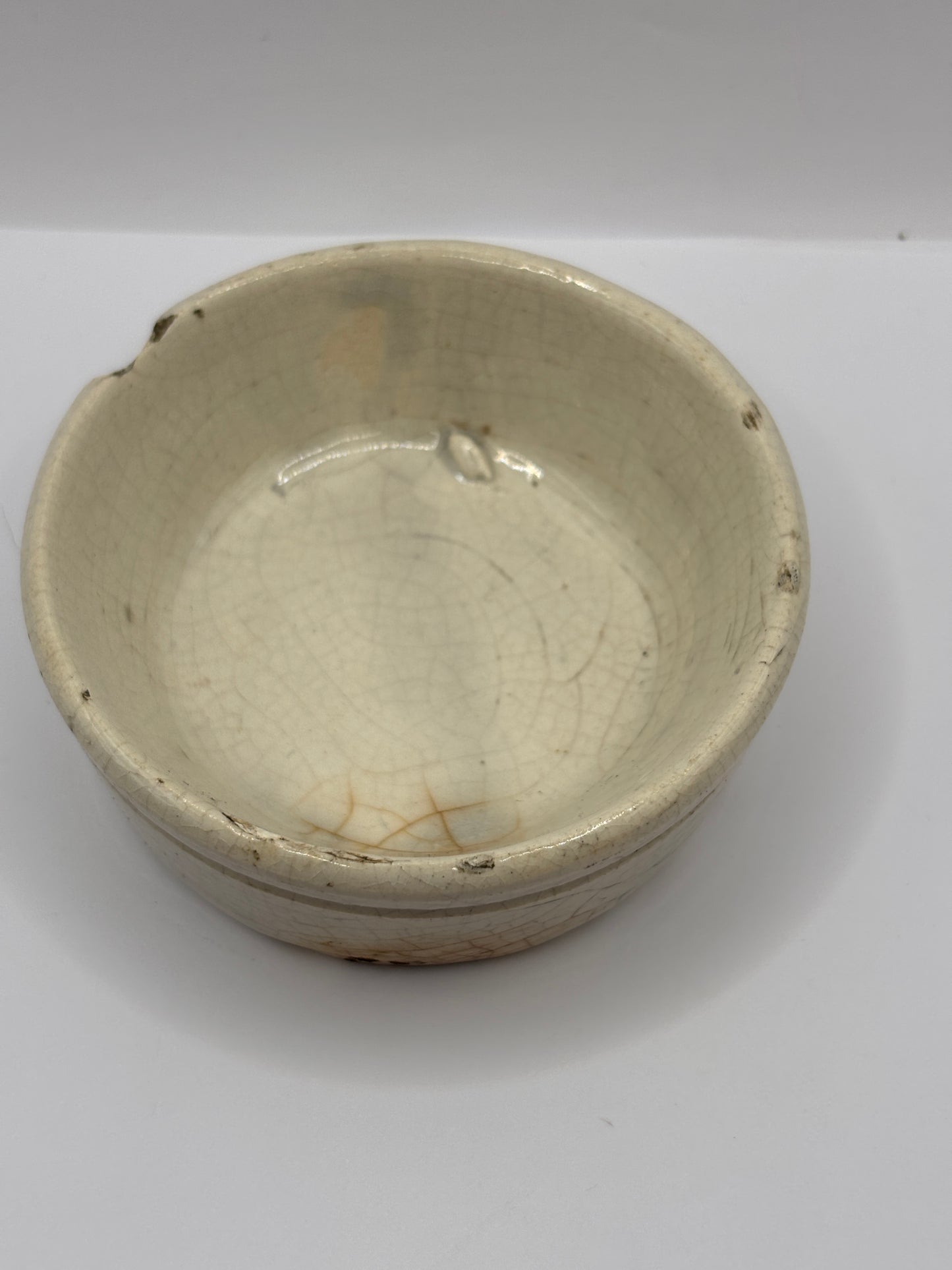 Old stoneware meat paste pot, potted meat
