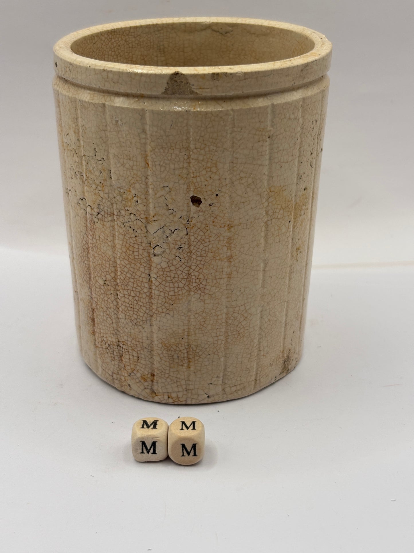 Old 1lb ribbed stoneware jam pot (mm)