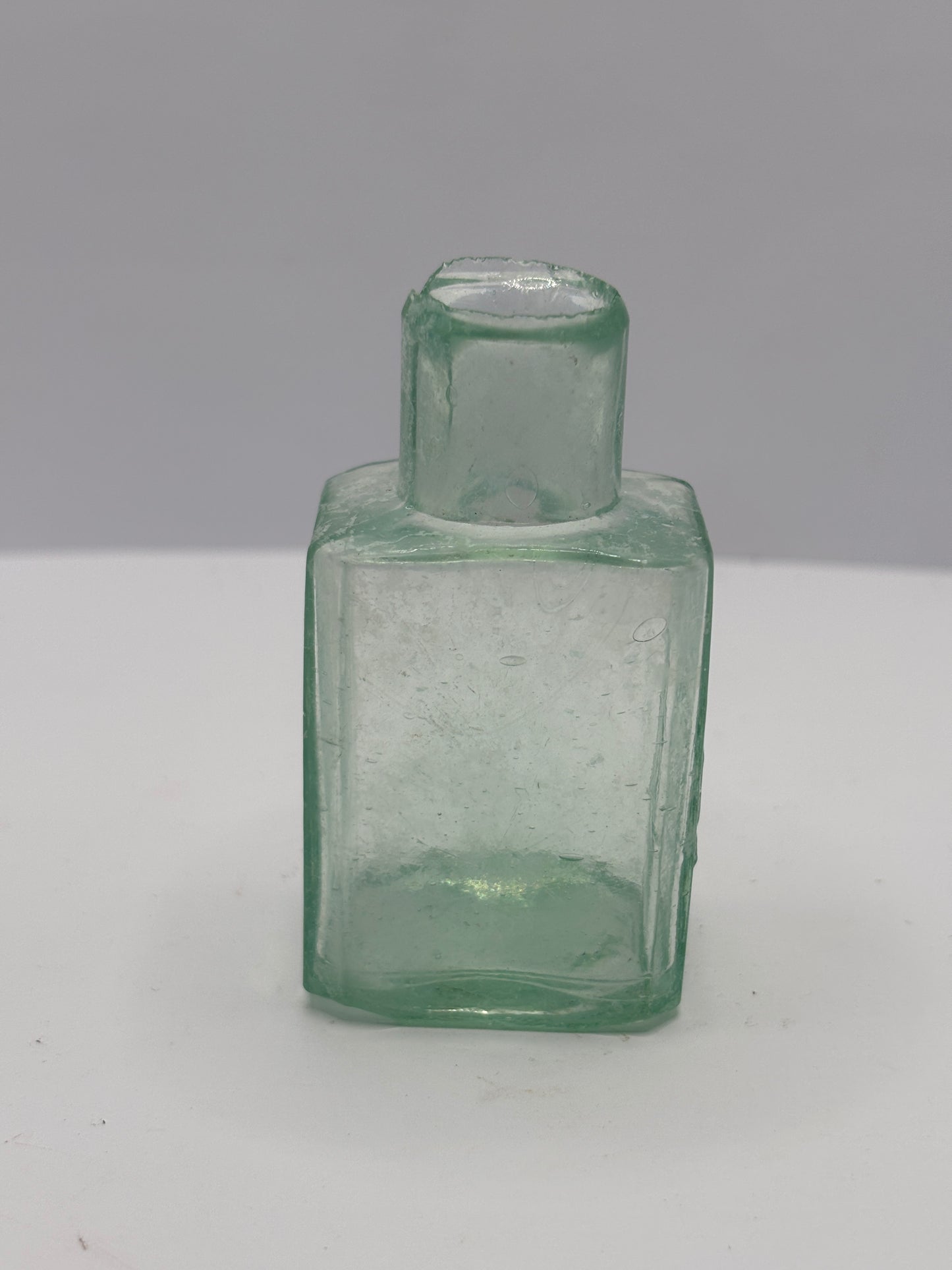 Old aqua glass Morrells ink, ink bottle, inkwell