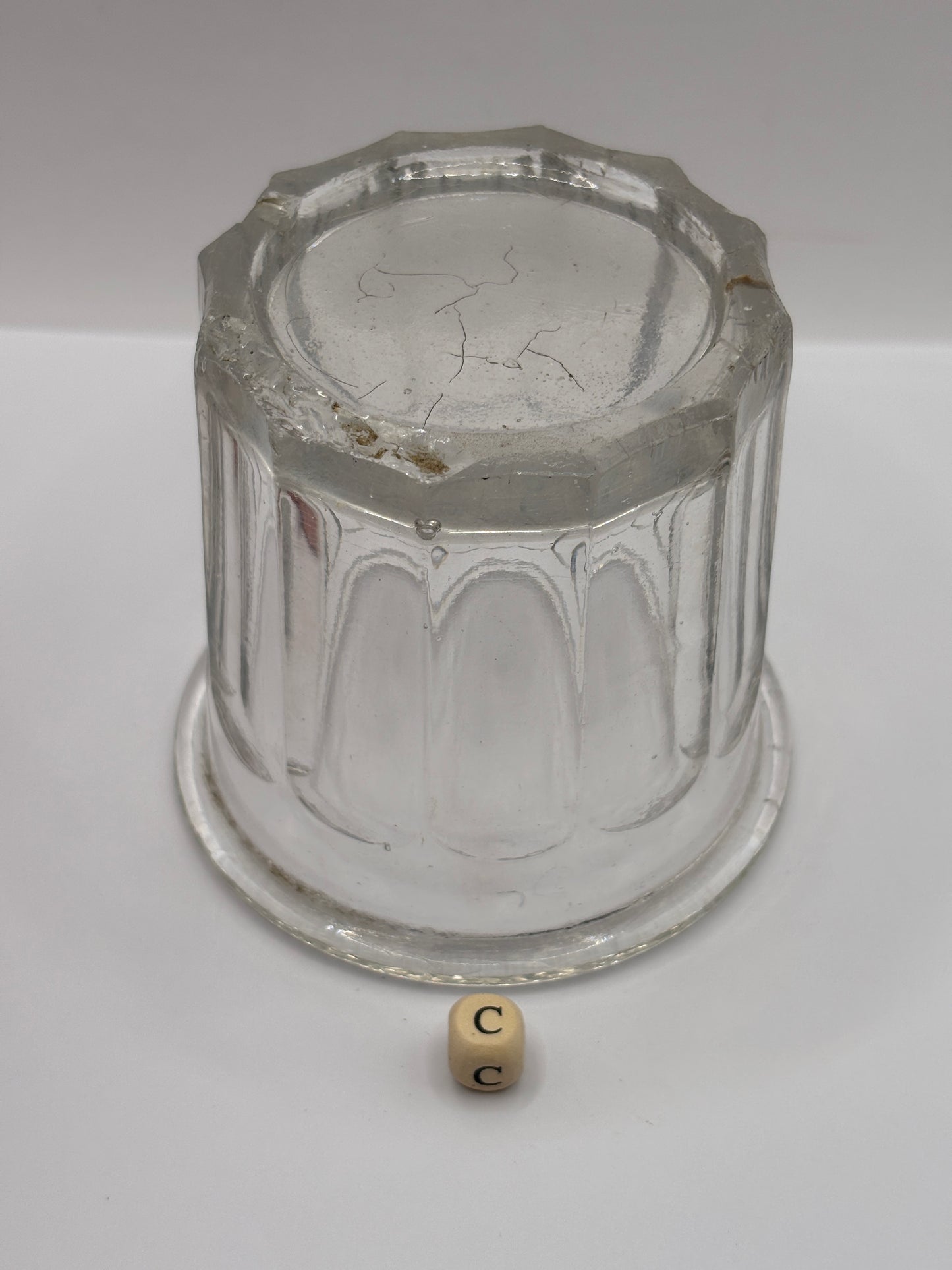 Old clear glass french jam jar/ jam pot (c)