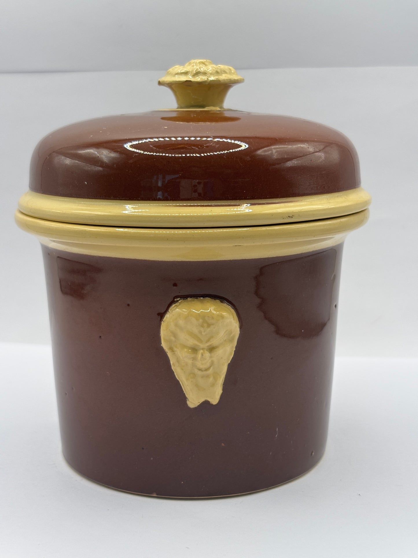 Old french stoneware terrine jar and lid