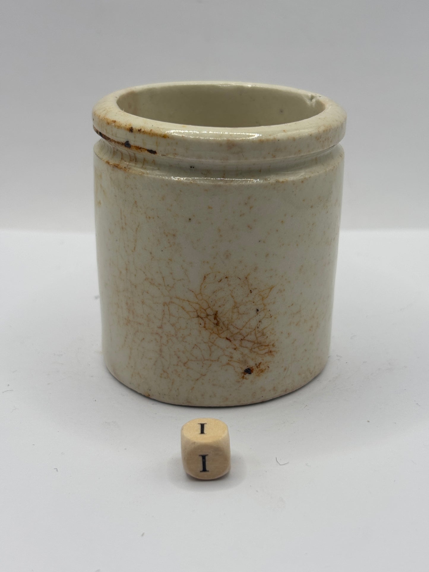Old small chunky stoneware pot (i)