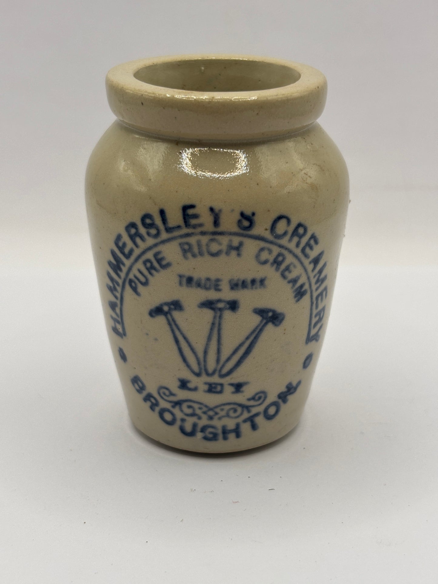 Old advertising cream pot, Hammersleys 7.5cms