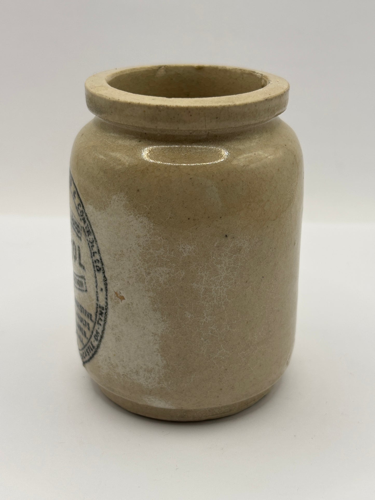 Old mini stoneware advertising Numol jar. The lecithin food for malnutrition 8cms