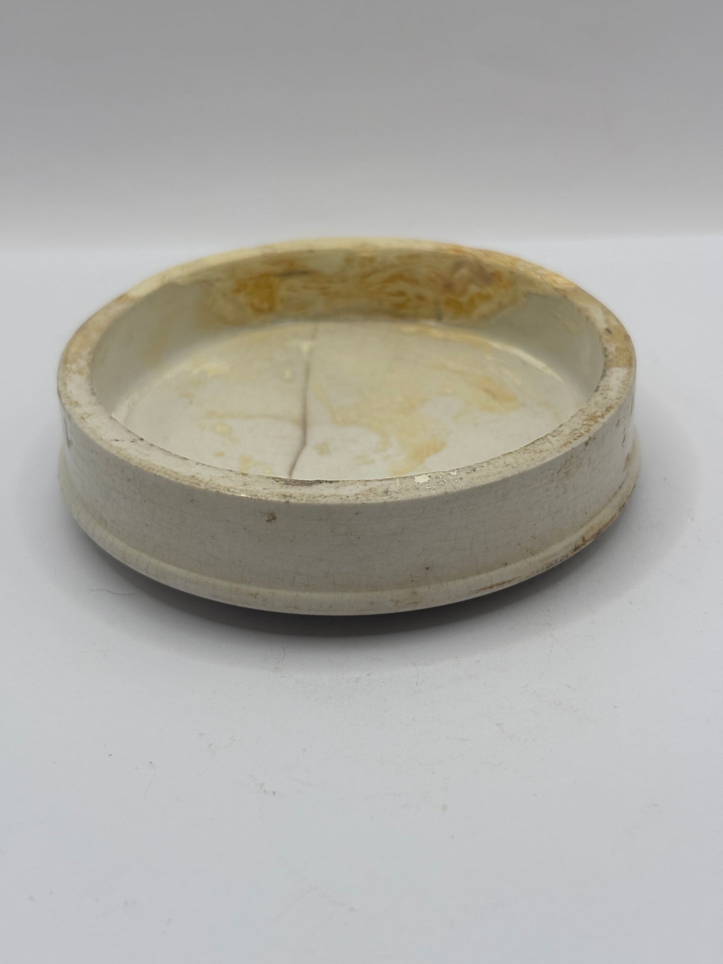 Old advertising lid, CH Jaschkes cold cream. Damaged/repaired