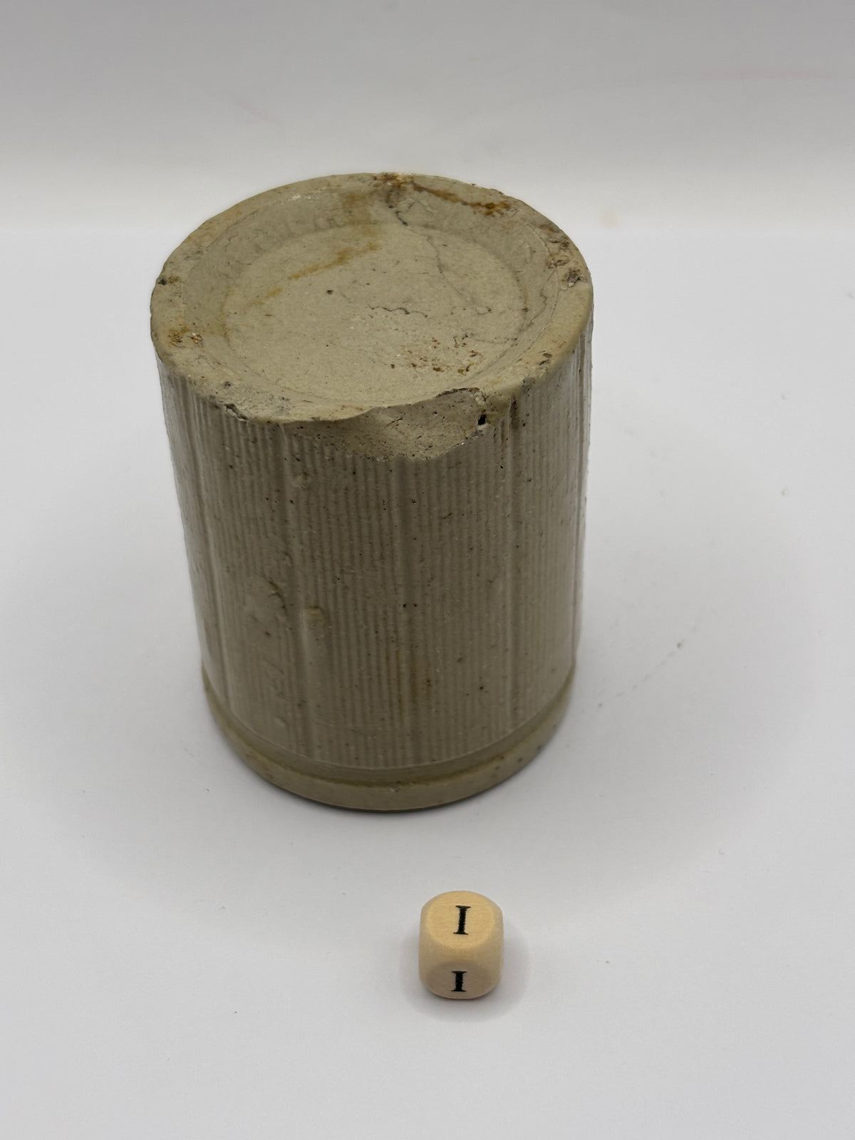Old mini ribbed stoneware jam pot (i)