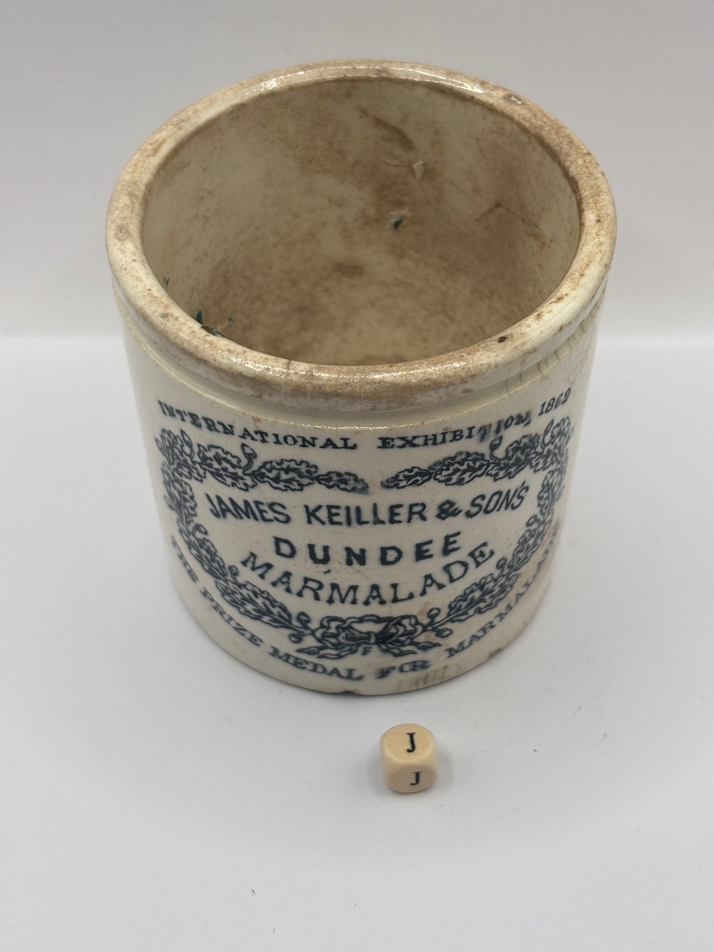 Old 1lb James Keiller Dundee marmalade Jar (J)