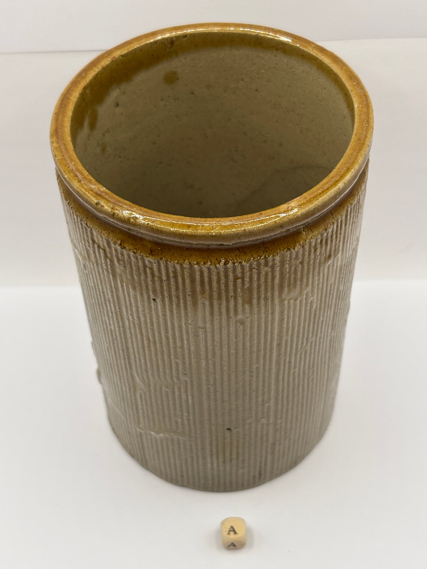 Old large 3lb brown top stoneware jam & marmalade pot (a)