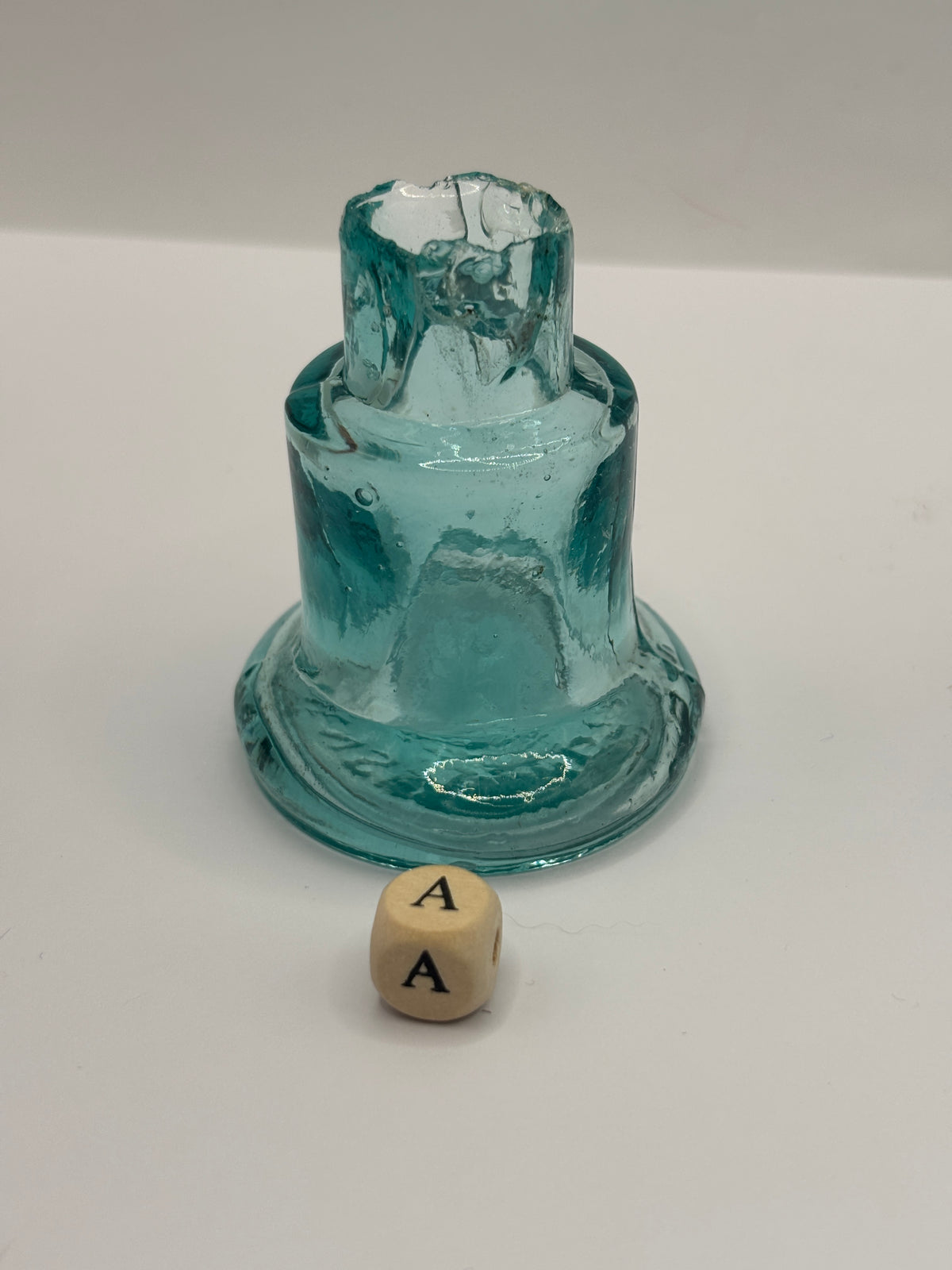 Old aqua glass inkwell, Bell ink. Ink bottle (a) Stephens ink