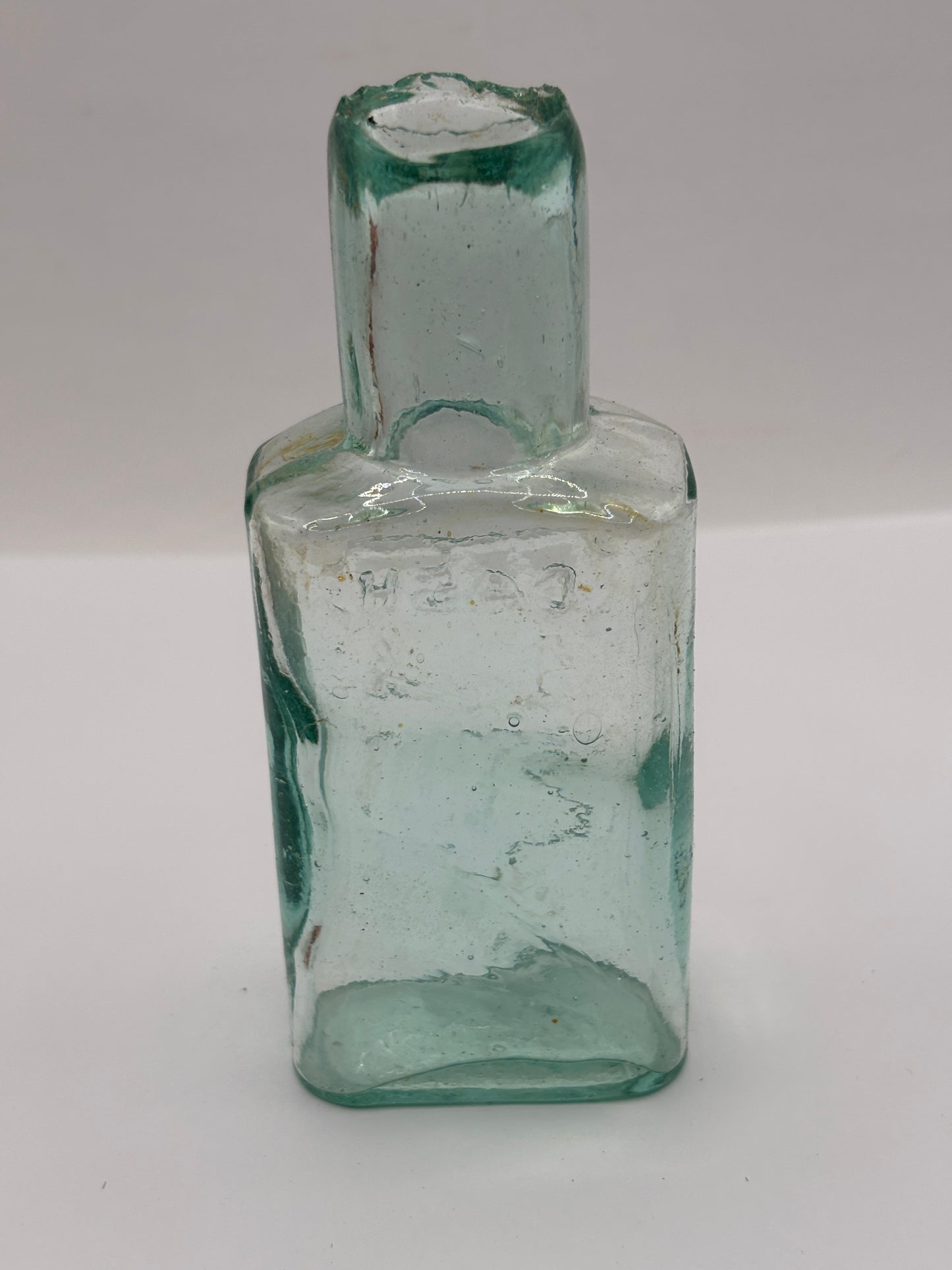 Old aqua glass Boots cash chemists bottle