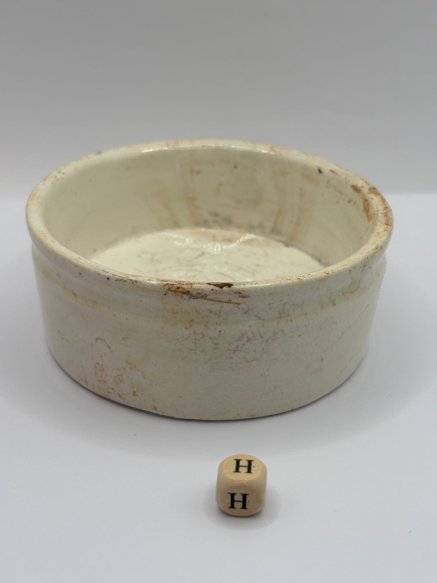 Old plain stoneware meat paste pot, potted meat (H)