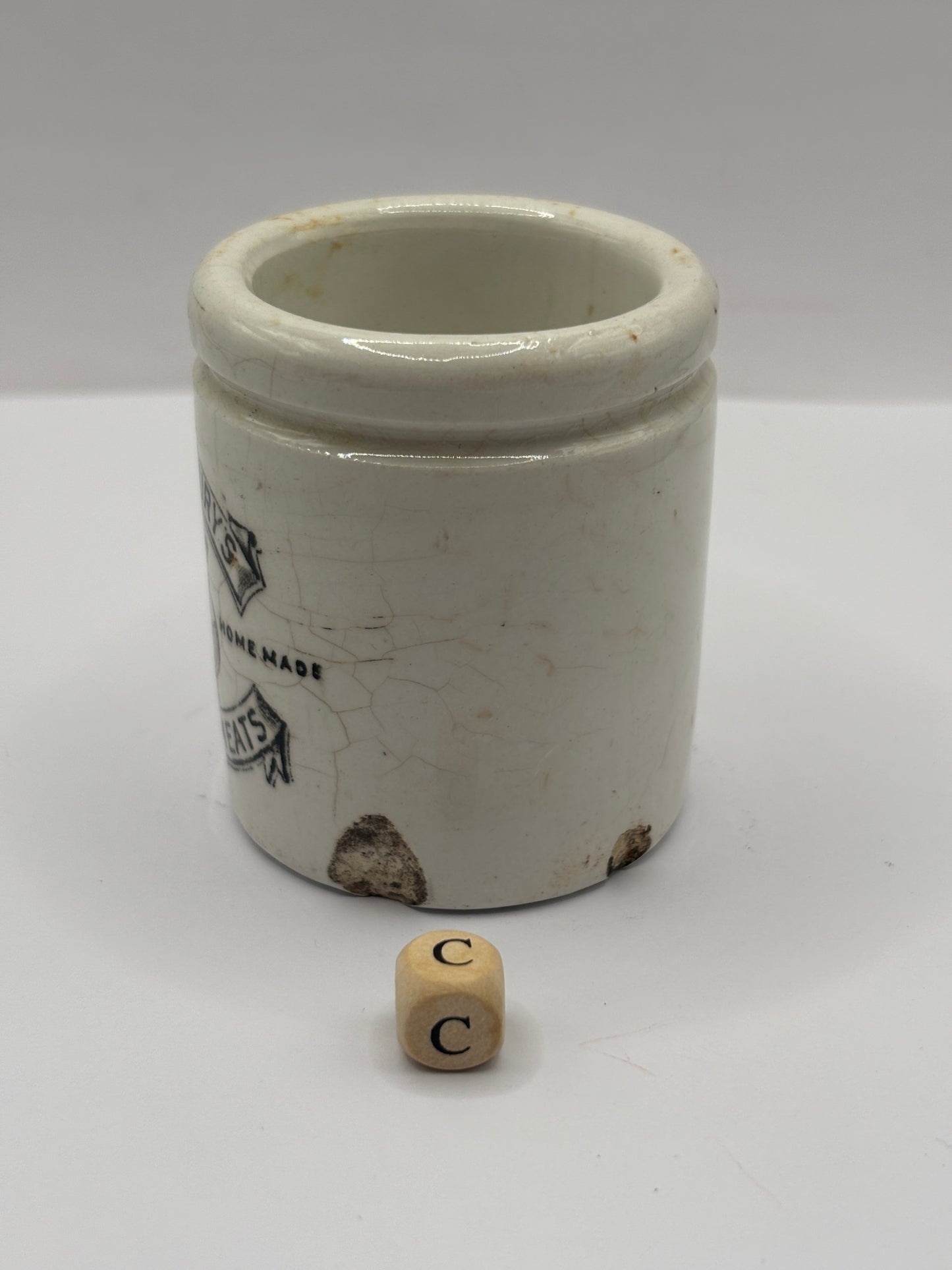 Old sainsburys advertising pot, home made potted meats (c) chipped