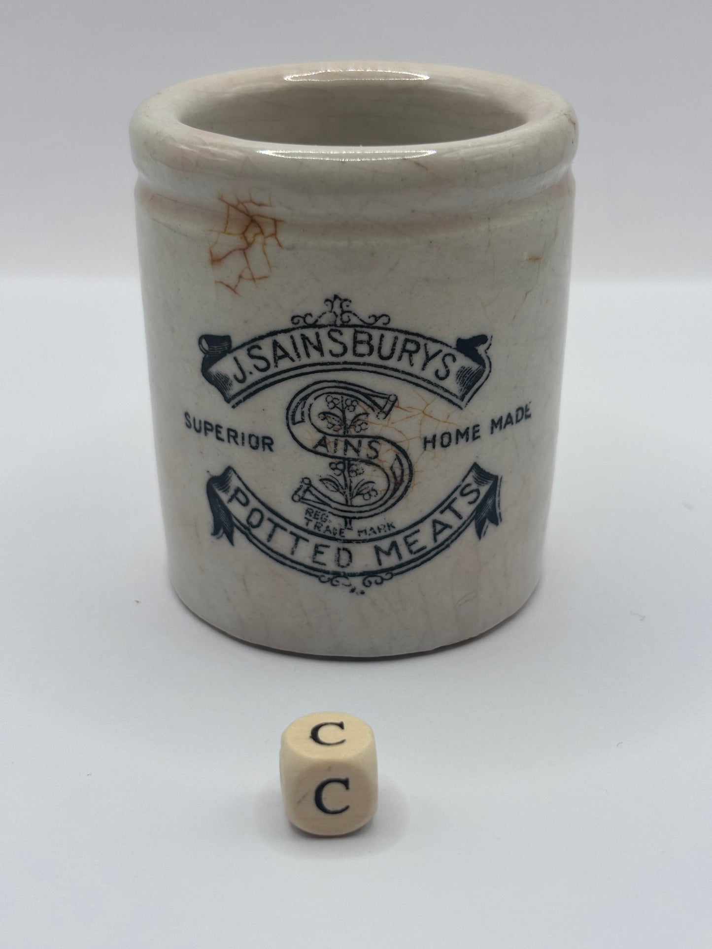 Old sainsburys advertising pot, potted meats (c)