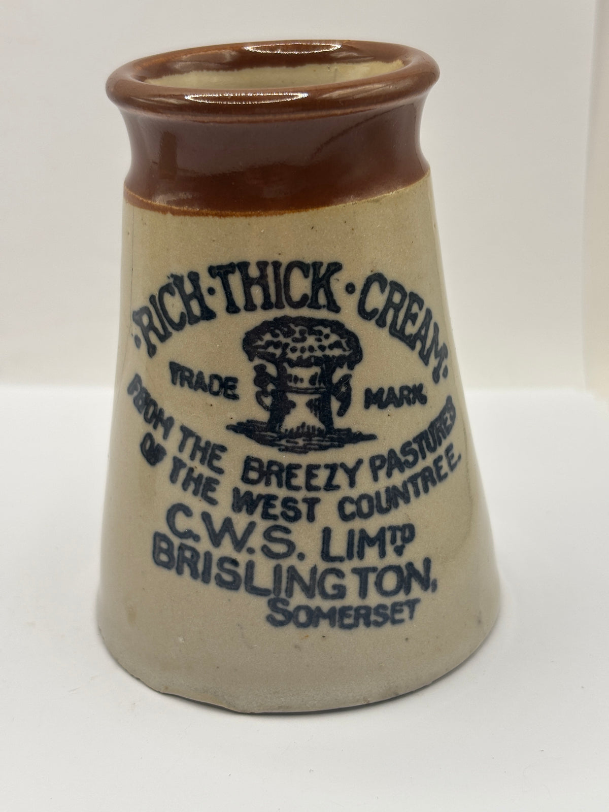 Old advertising cream pot, Bristlington Somerset, rich thick cream