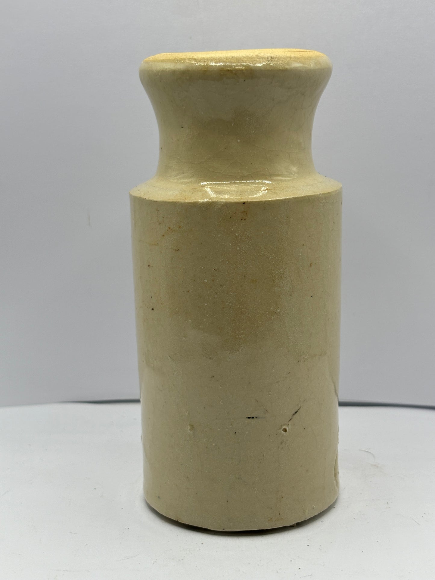 old white stoneware blacking pot