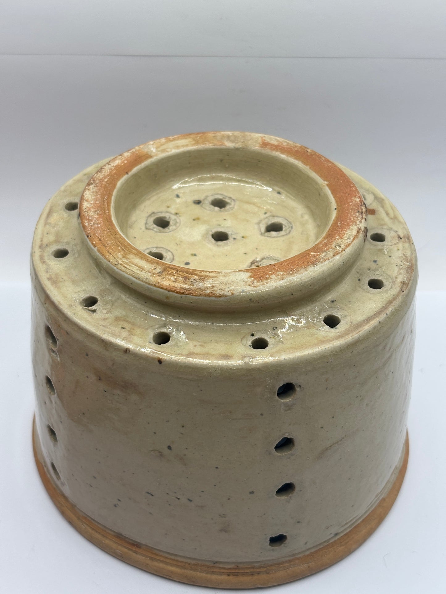Old french stoneware cheese strainer, cheese mold (K)