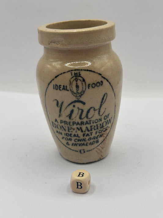 Old stoneware advertising Virol jar (B) 8cms