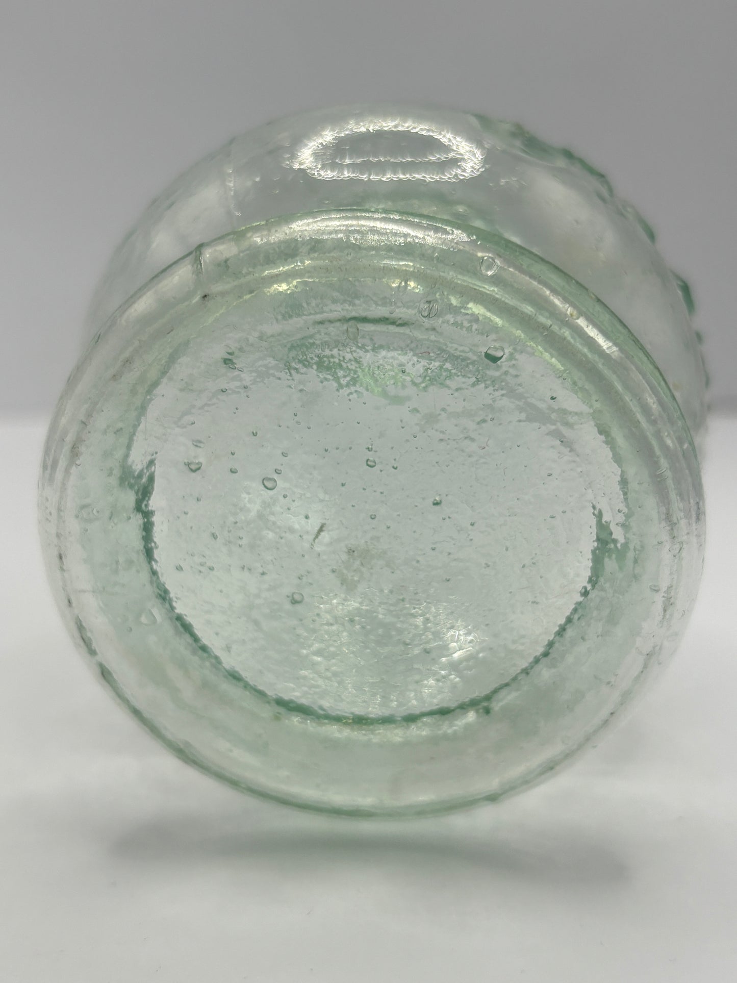 Small aqua glass oil lamp. The Lamp