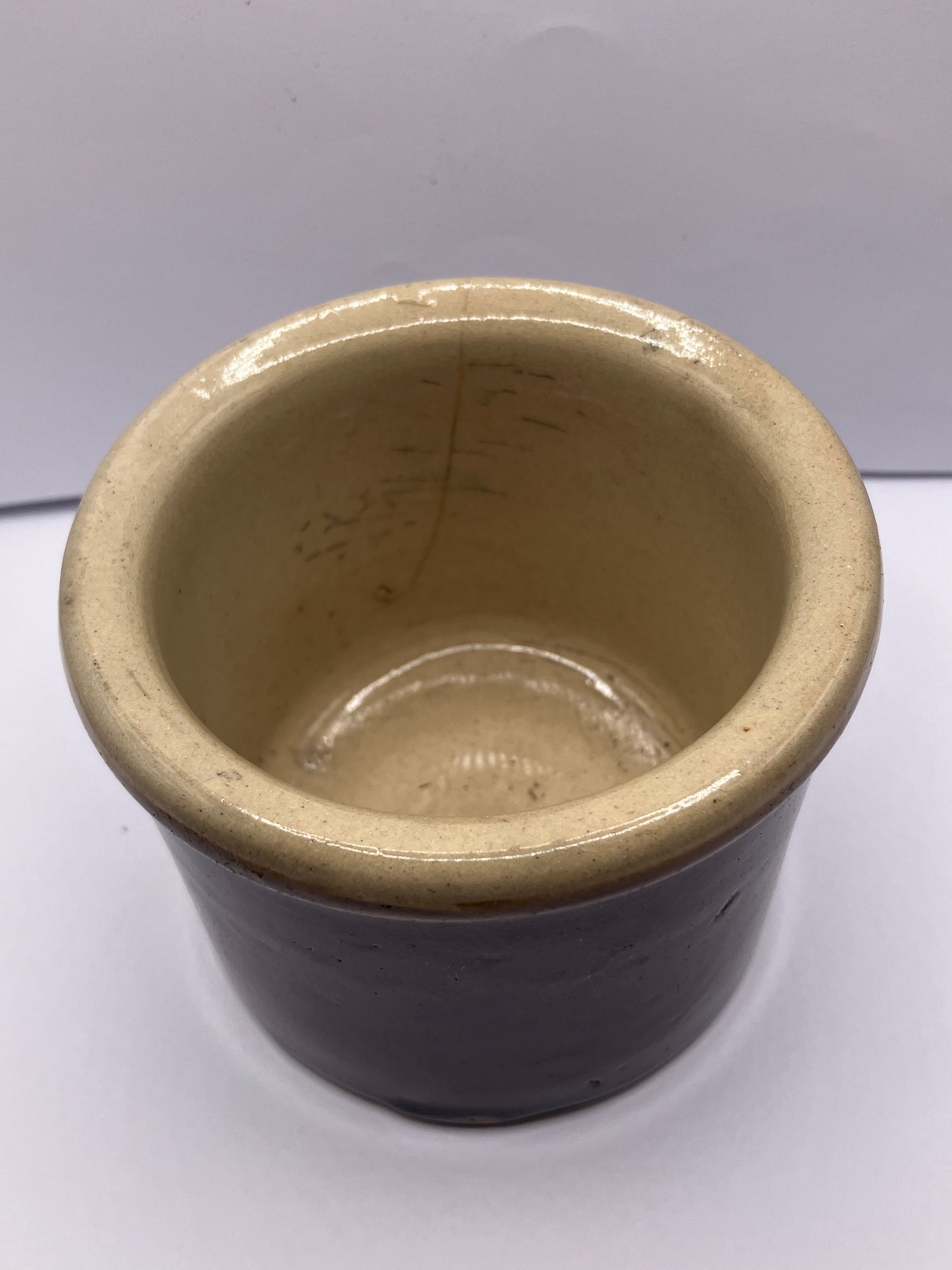 Small brown stoneware pot