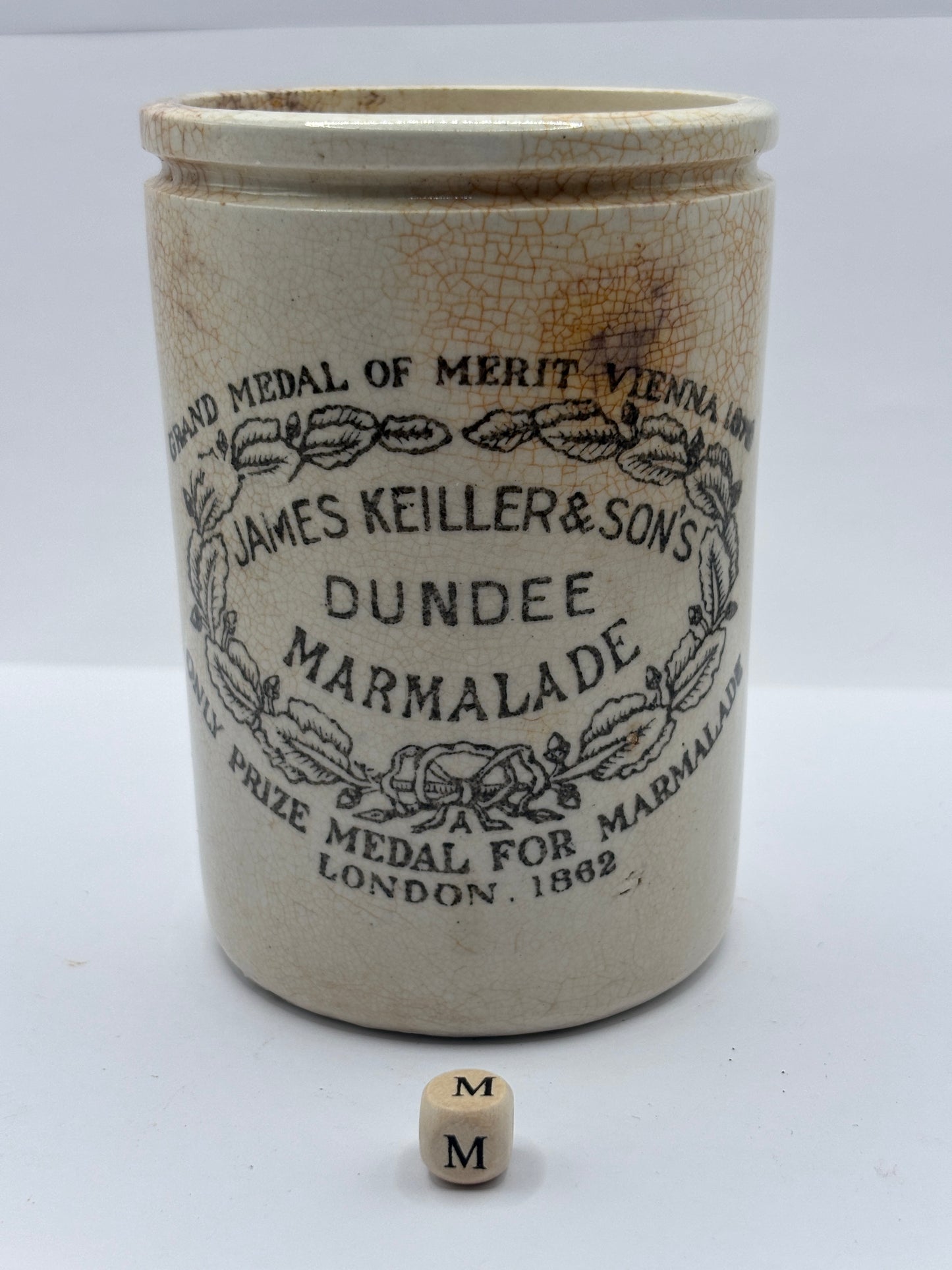 Old 1lb James Keiller Dundee marmalade jar (m)