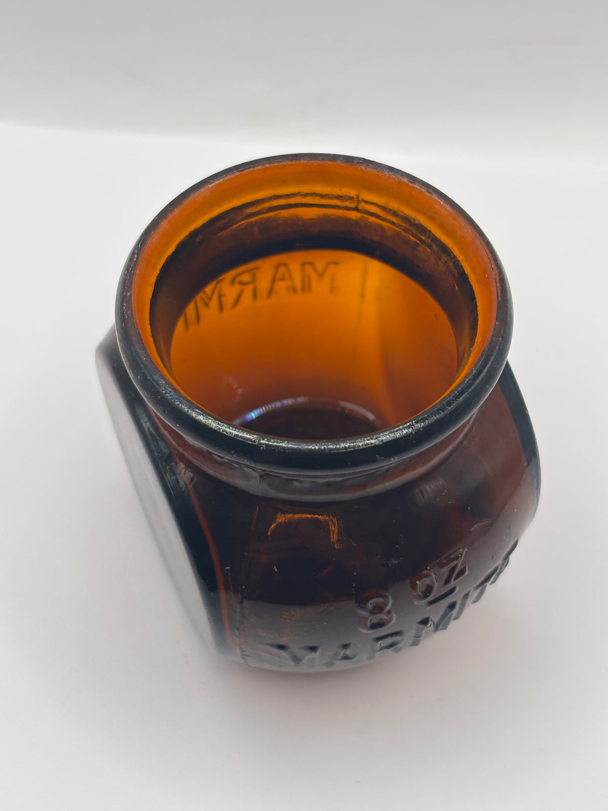 Old 8oz amber glass advertising marmite bottle