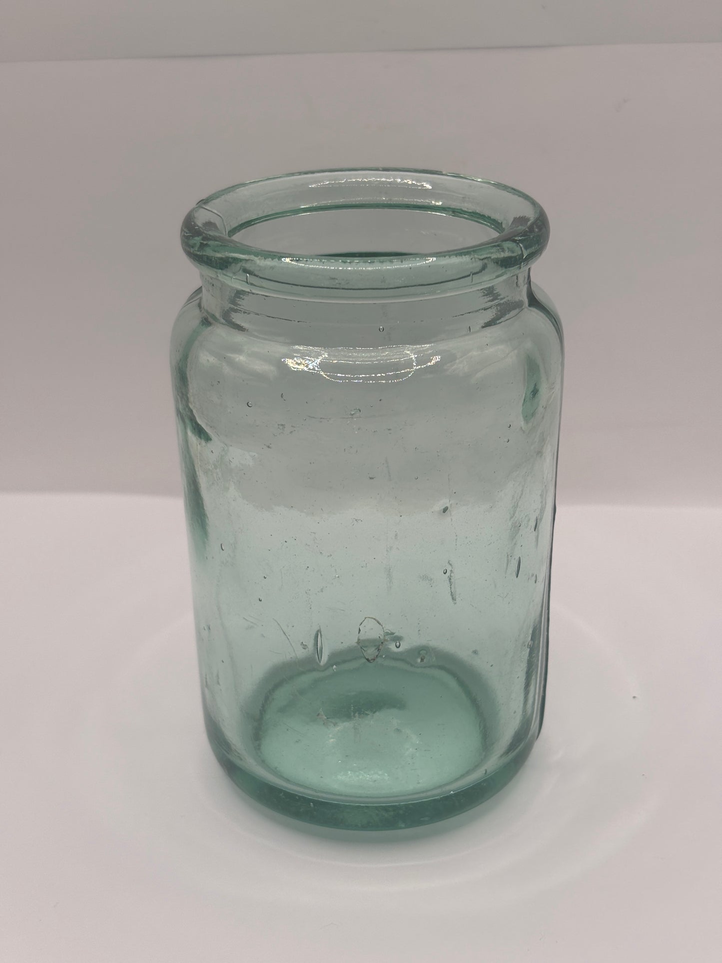 Old 1lb aqua glass pickle jar
