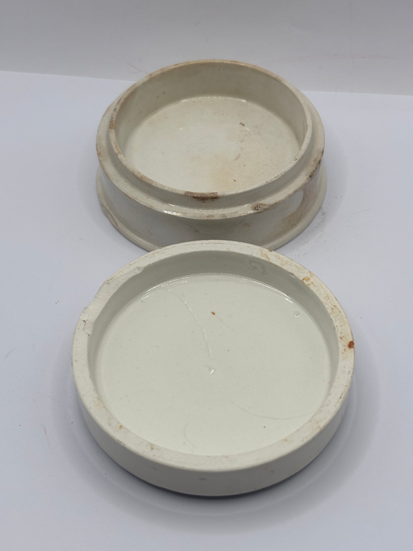 Old advertising lid and base. Real Gorgona anchovy paste. Chipped