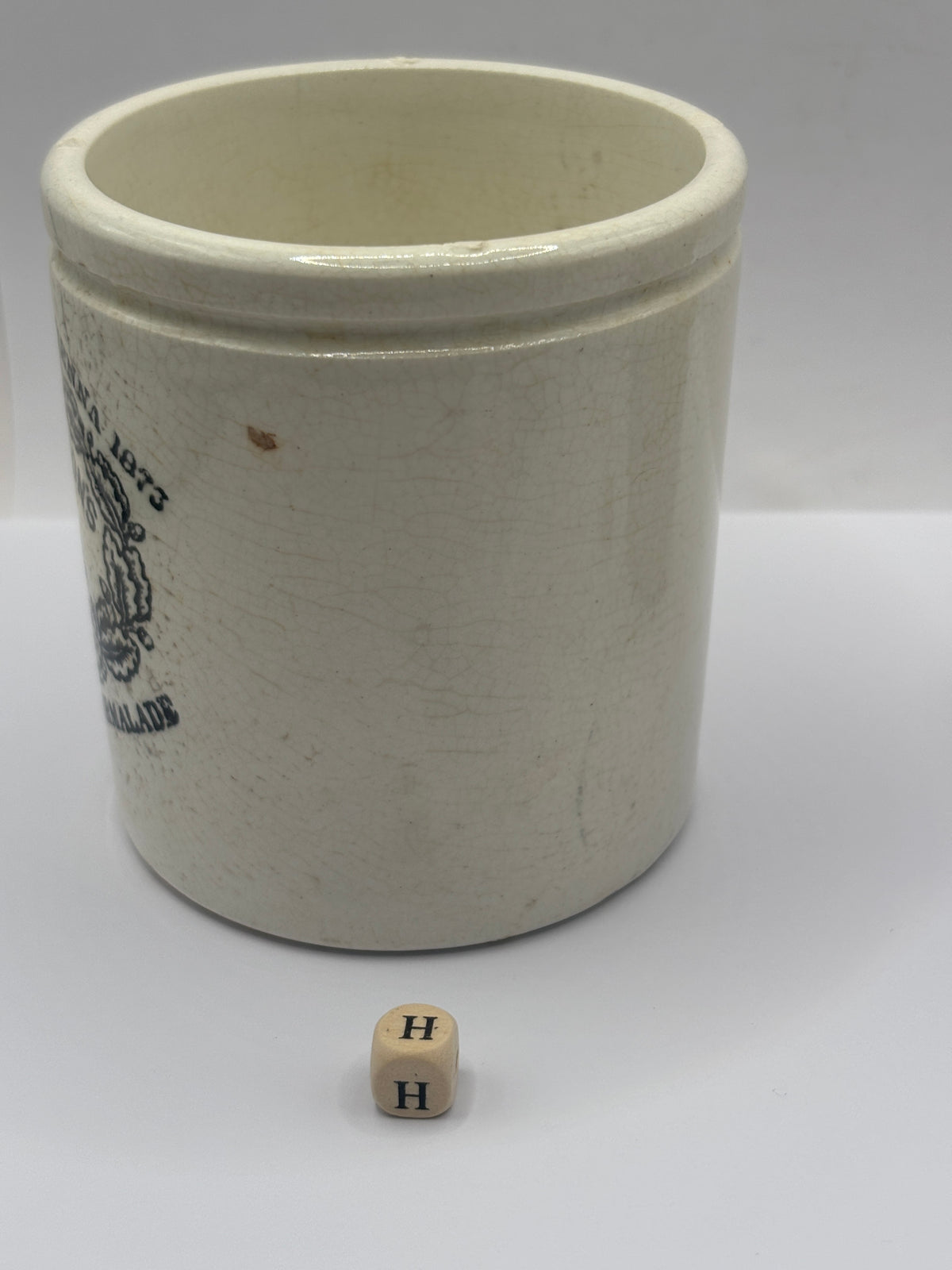 Old 1lb stoneware marmalade pot, James Keiller Dundee marmalade (H)
