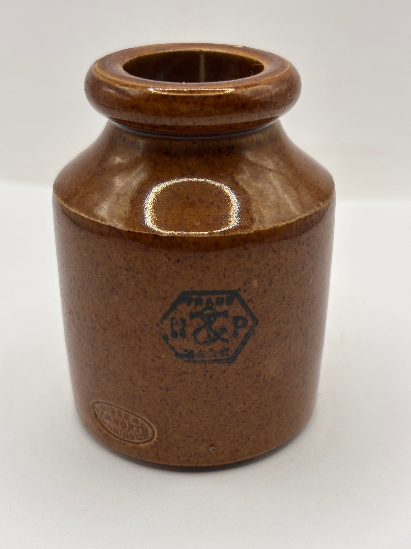 Old small sized advertising jar, Taylors prepared mustard. Chipped