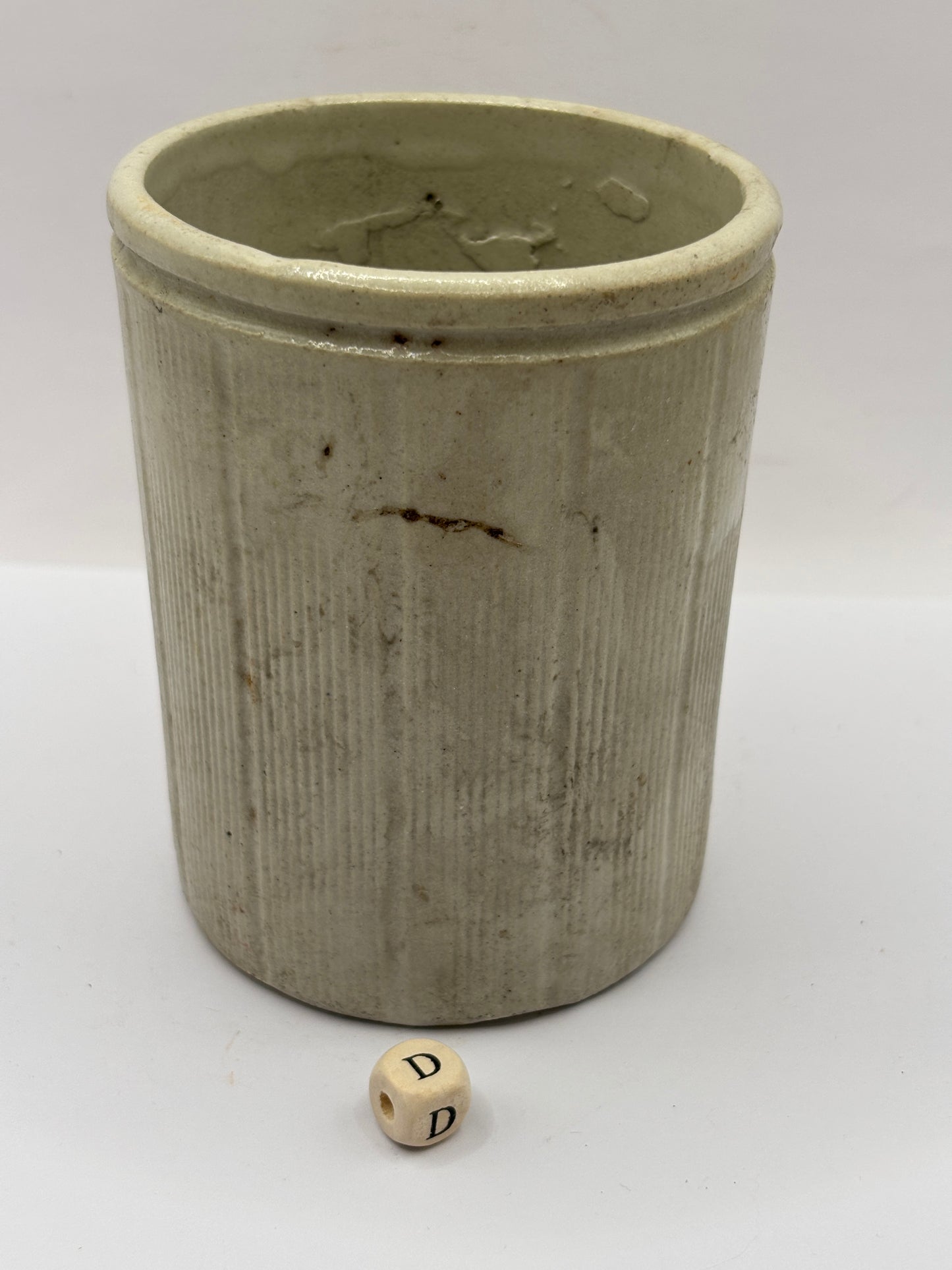 Old 1lb stoneware jam pot with added label (D)