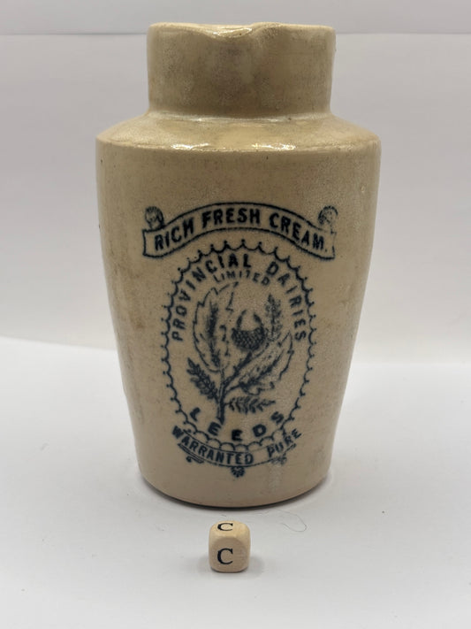Old advertising cream pot, Leeds Provincial Dairies 13cms (c)