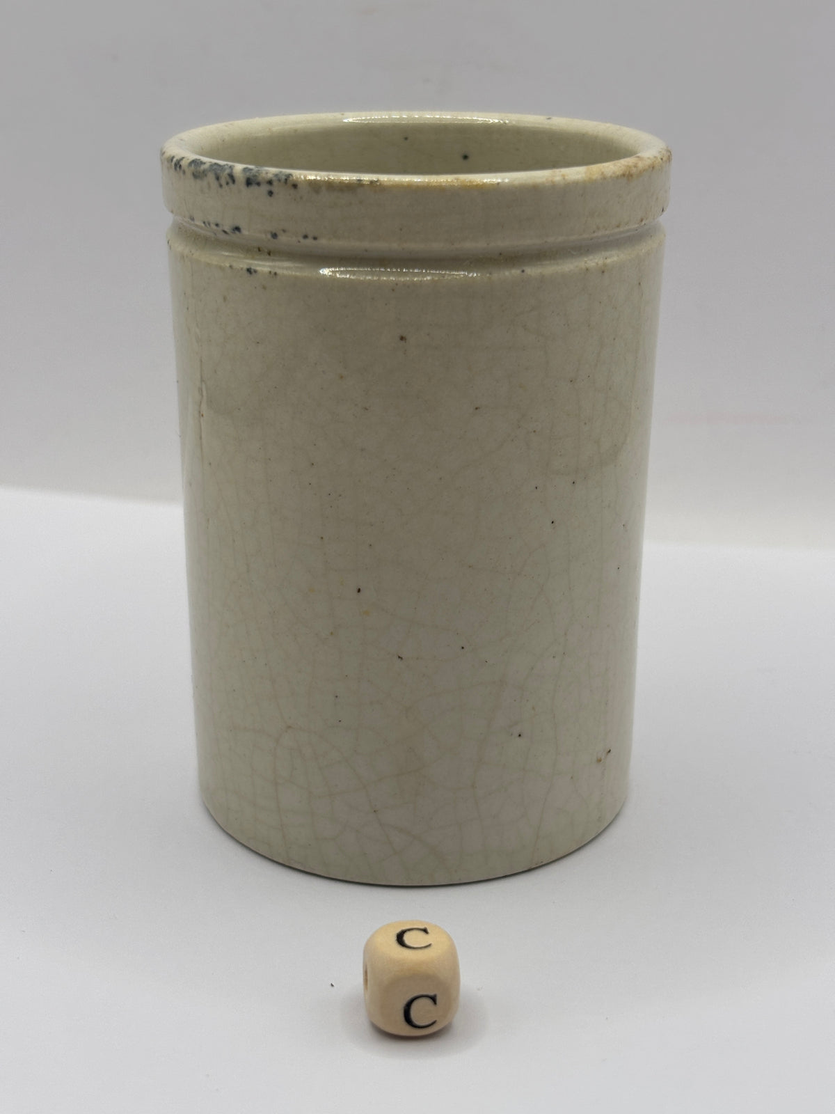 old tall stoneware pot (G) 8.5cms
