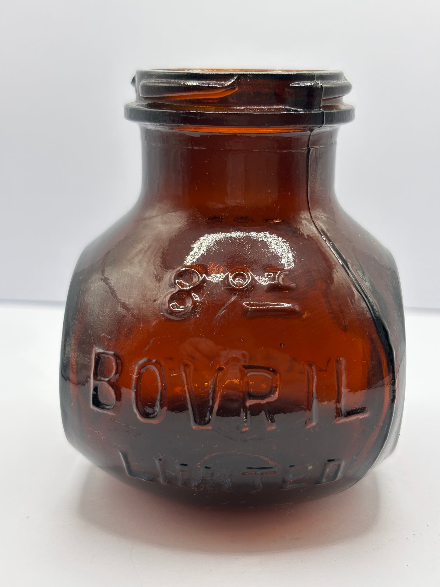Old 8Oz amber glass Bovril jar