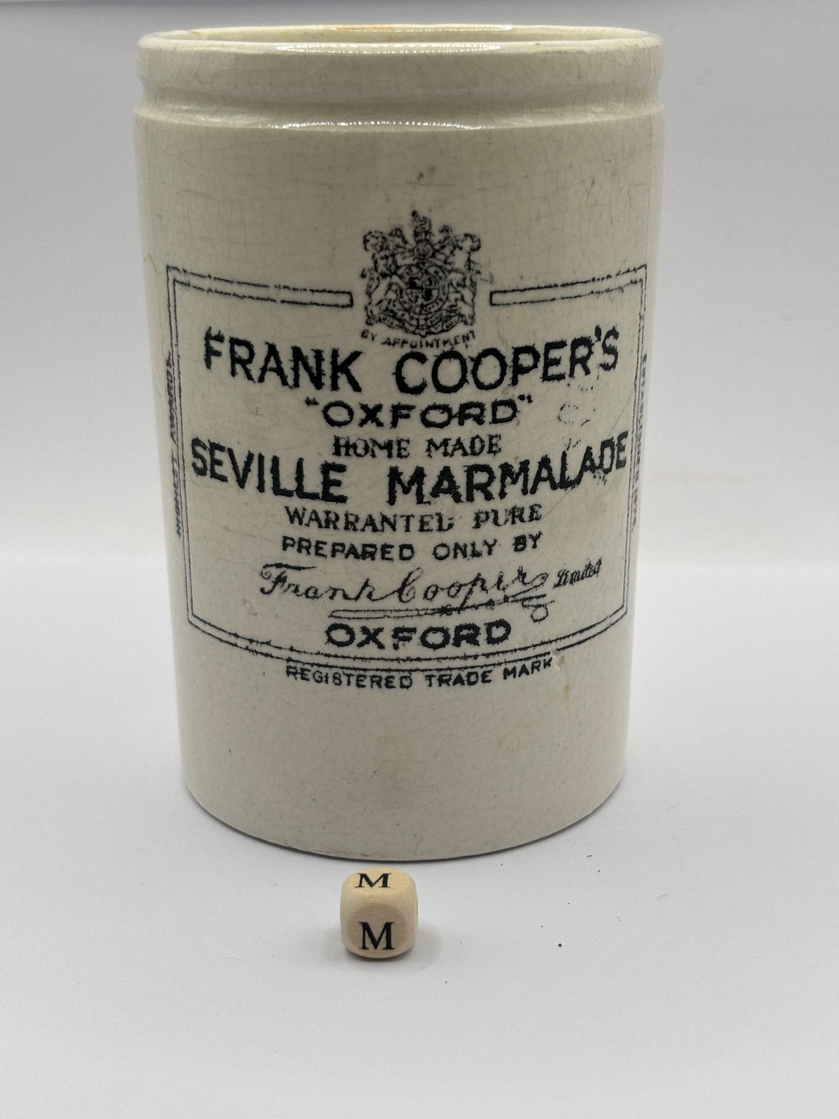 Old 1lb stoneware marmalade pot, Frank cooper oxford seville marmalade (m)
