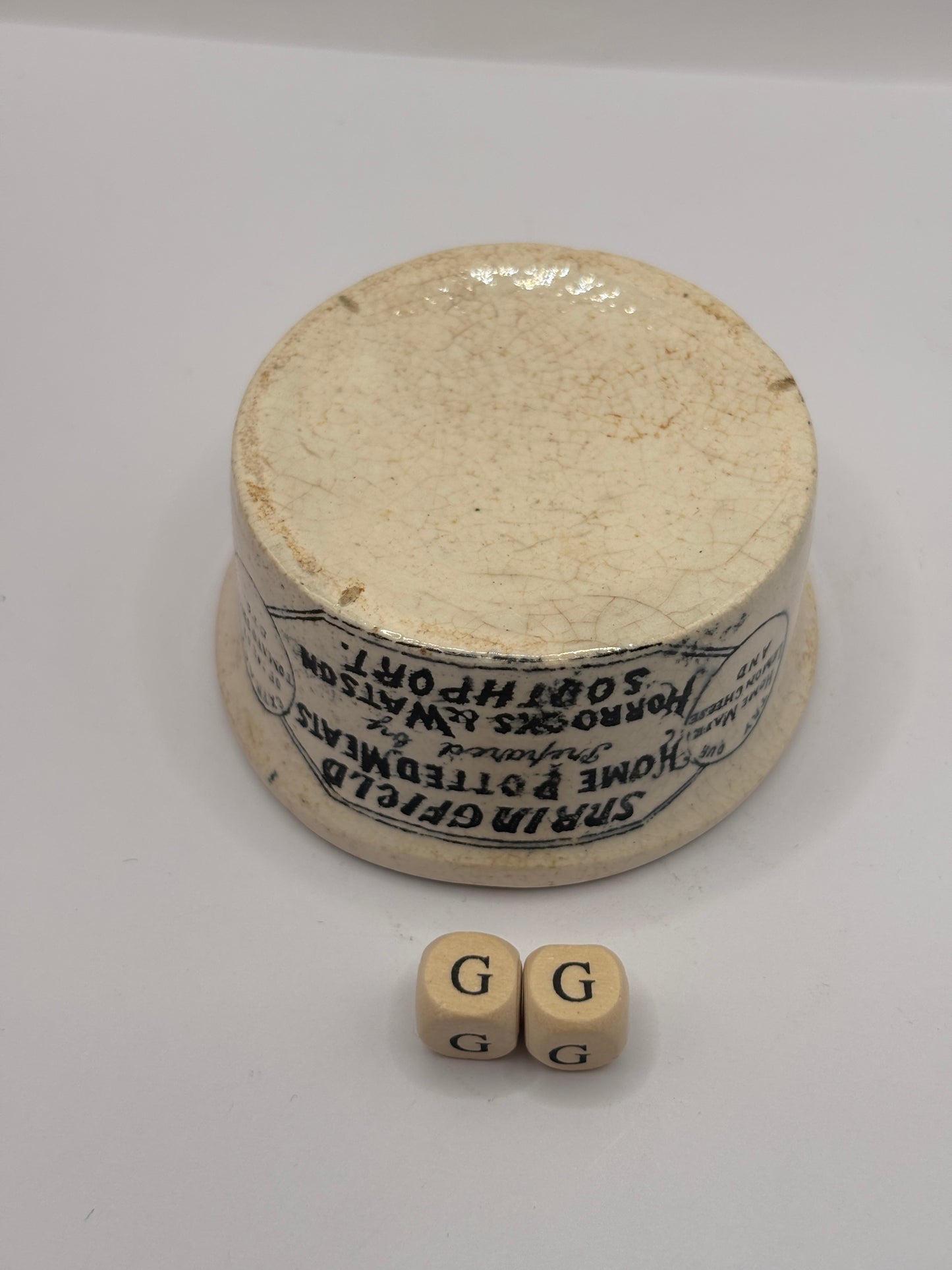 Old mini Springfield advertising meat paste pot, home potted meats (GG)