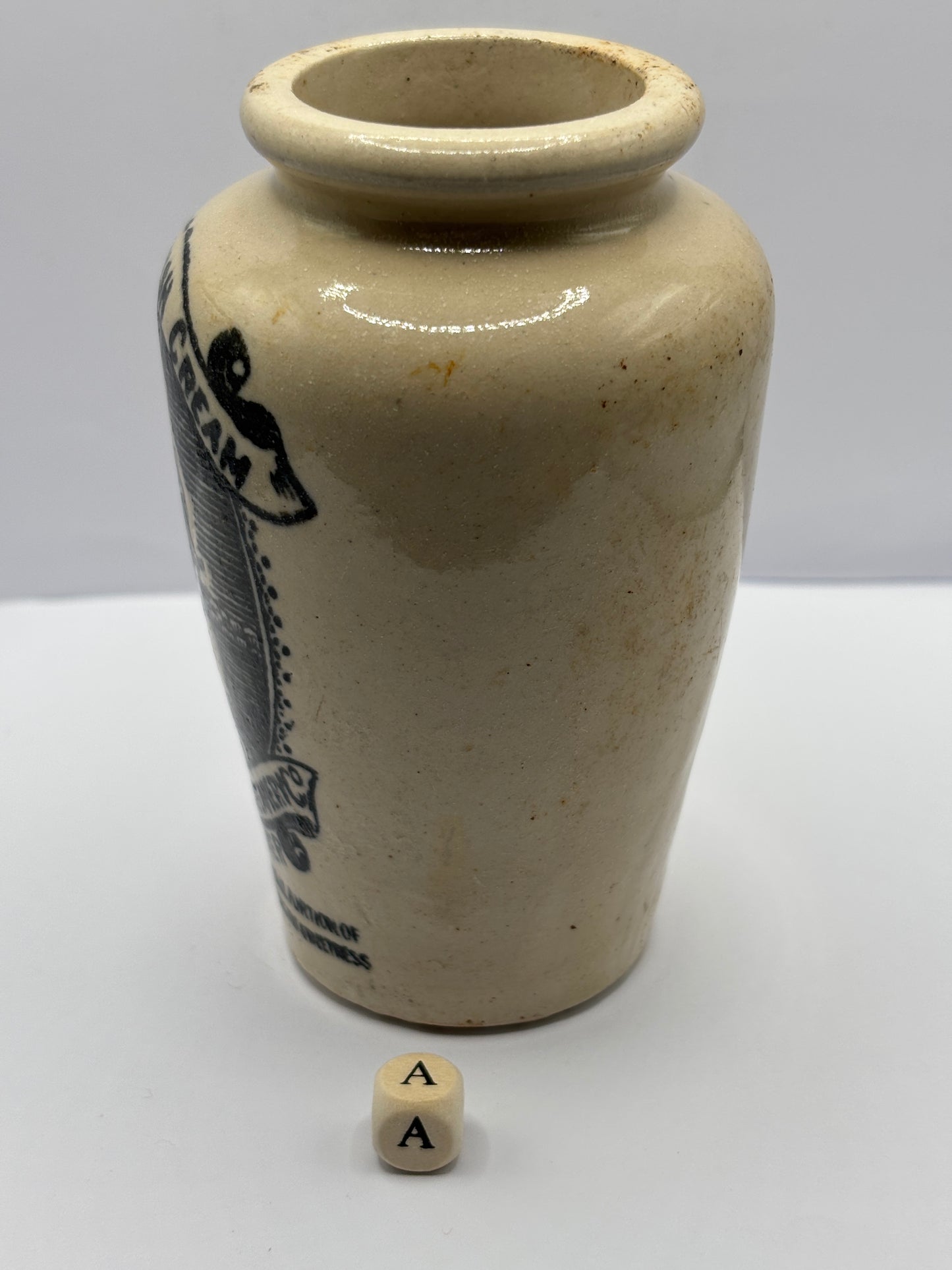 Old stoneware advertising cream pot, pure fresh cream Stranraer. (A)
