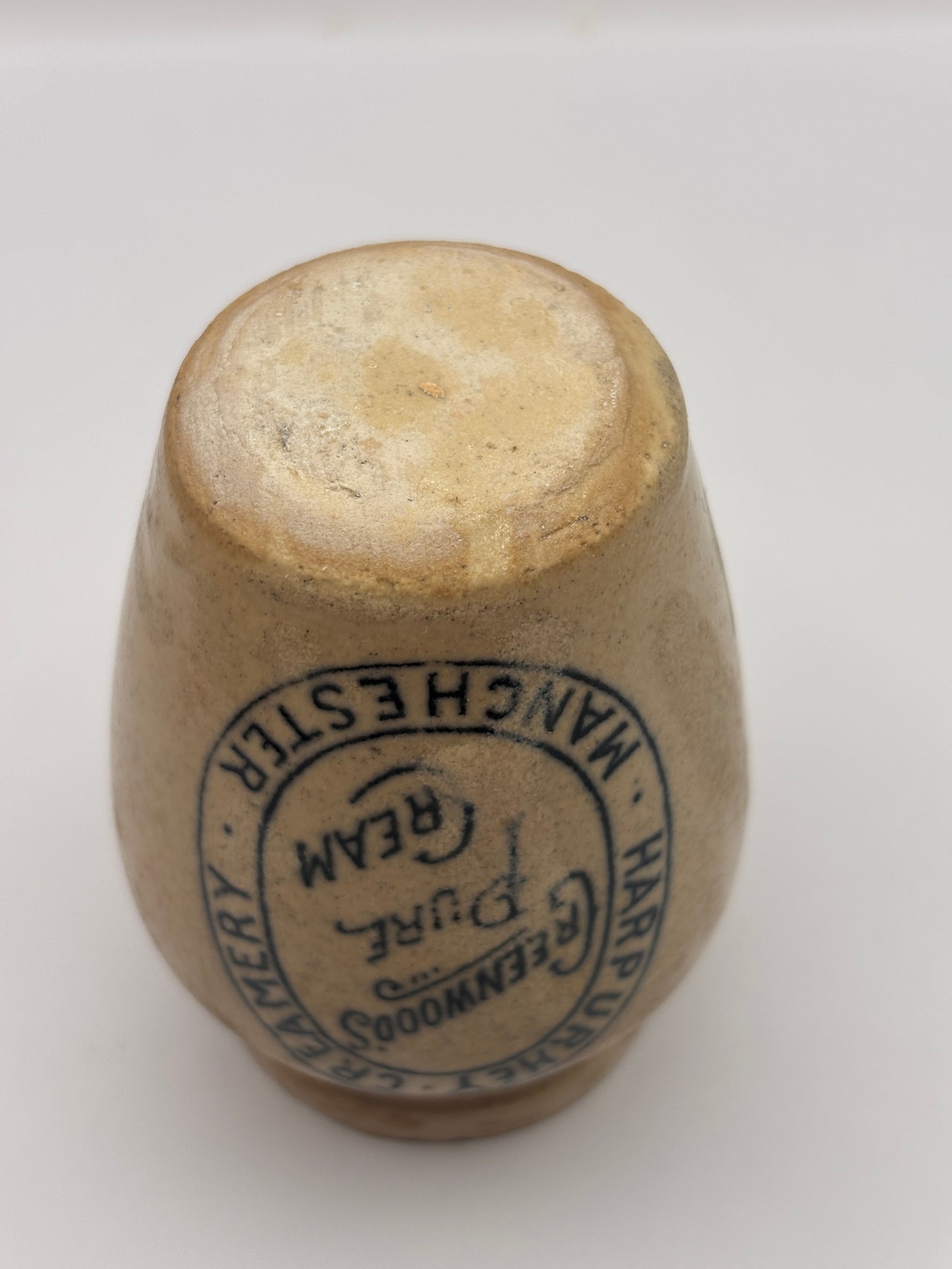 Old advertising cream pot, Harpurhey creamery Manchester 7cms