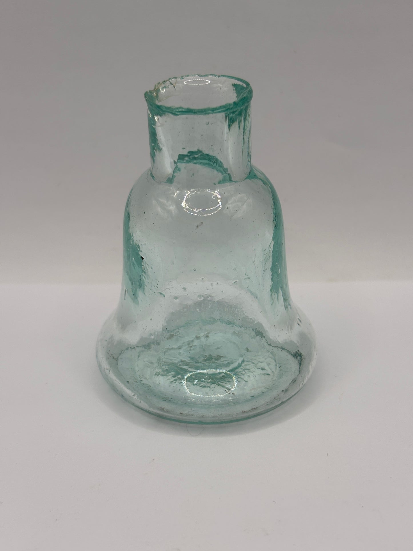 Old aqua glass inkwell, Bell ink