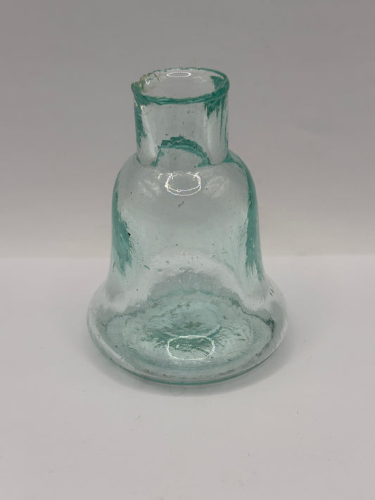 Old aqua glass inkwell, Bell ink